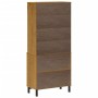 High sideboard with glass doors FLAM pine wood 80x40x180 cm by vidaXL, Sideboards - Ref: Foro24-3196553, Price: 256,44 €, Dis...