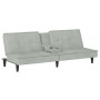 Hellgraues Samtschlafsofa mit Getränkehalter von vidaXL, Sofas - Ref: Foro24-351920, Preis: 256,37 €, Rabatt: %