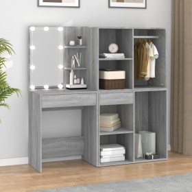 Dressing table with LED and Sonoma gray plywood cabinet by vidaXL, Bedroom Dressers - Ref: Foro24-3120189, Price: 207,24 €, D...