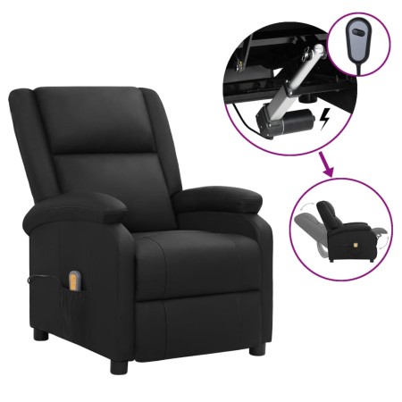 Sillón de masaje eléctrico cuero auténtico negro de vidaXL, Sillones - Ref: Foro24-3098389, Precio: 431,84 €, Descuento: %