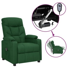 Sillón reclinable eléctrico tela verde oscuro de vidaXL, Sillones - Ref: Foro24-3098821, Precio: 232,65 €, Descuento: %