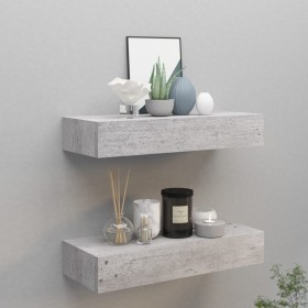 Wall shelf with drawer 2 units MDF gray concrete 60x23.5x10cm by vidaXL, Shelves and shelves - Ref: Foro24-330266, Price: 83,...