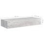 Wall shelf with drawer 2 units MDF gray concrete 60x23.5x10cm by vidaXL, Shelves and shelves - Ref: Foro24-330266, Price: 83,...