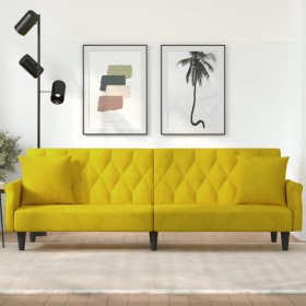 Yellow velvet sofa bed with armrests by vidaXL, Sofas - Ref: Foro24-351949, Price: 248,79 €, Discount: %