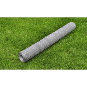 Silver galvanized steel hexagonal wire mesh 1x25 m by vidaXL, fence panels - Ref: Foro24-140116, Price: 25,89 €, Discount: %