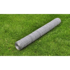 Malla de alambre de acero galvanizado plateada 25x0,5 m de vidaXL, Paneles de vallas - Ref: Foro24-140418, Precio: 18,99 €, D...