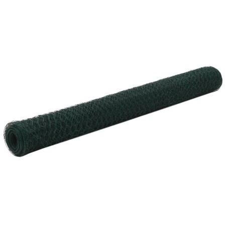 Chicken wire fence, steel with green PVC coating, 25x1.2 m by vidaXL, fence panels - Ref: Foro24-143260, Price: 45,60 €, Disc...