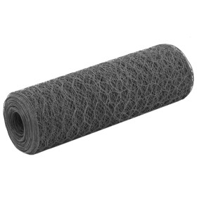 Steel chicken wire with gray PVC coating 25x0.5 m by vidaXL, fence panels - Ref: Foro24-143273, Price: 22,81 €, Discount: %