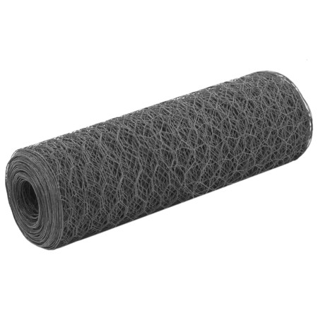 Steel chicken wire with gray PVC coating 25x0.5 m by vidaXL, fence panels - Ref: Foro24-143273, Price: 20,93 €, Discount: %