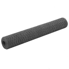 Steel chicken wire with gray PVC coating 25x1 m by vidaXL, fence panels - Ref: Foro24-143283, Price: 29,38 €, Discount: %