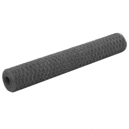 Steel chicken wire with gray PVC coating 25x1 m by vidaXL, fence panels - Ref: Foro24-143283, Price: 29,38 €, Discount: %