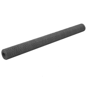 Steel chicken wire with gray PVC coating 25x1.5 m by vidaXL, fence panels - Ref: Foro24-143294, Price: 54,39 €, Discount: %