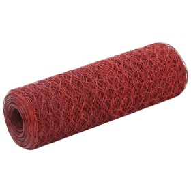 Steel chicken wire with red PVC coating 25x0.5 m by vidaXL, fence panels - Ref: Foro24-143296, Price: 17,99 €, Discount: %