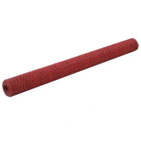 Steel chicken wire with red PVC coating 25x1.5 m by vidaXL, fence panels - Ref: Foro24-143315, Price: 53,99 €, Discount: %