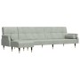 L-förmiges Schlafsofa aus hellgrauem Samt, 271 x 140 x 70 cm von vidaXL, Sofas - Ref: Foro24-3157221, Preis: 434,09 €, Rabatt: %