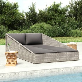 Graue Gartenliege aus synthetischem Rattan, 110 x 200 cm von vidaXL, Betten im Freien - Ref: Foro24-45777, Preis: 316,99 €, R...