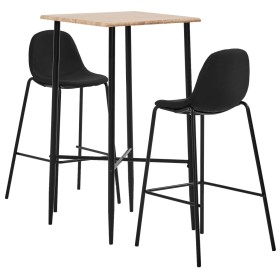 High table and 3-piece black fabric stools. by vidaXL, Furniture sets for kitchens and dining rooms - Ref: Foro24-3050067, Pr...