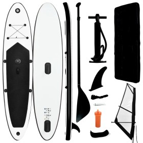 Aufblasbares Paddle-Surfbrett mit schwarz-weißem Segel von vidaXL, Paddleboards - Ref: Foro24-92736, Preis: 290,99 €, Rabatt: %