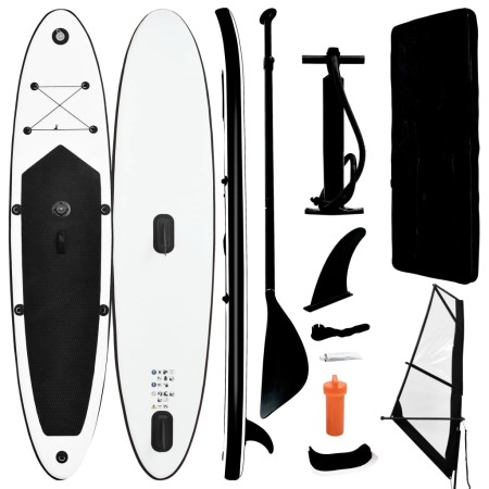 Aufblasbares Paddle-Surfbrett mit schwarz-weißem Segel von vidaXL, Paddleboards - Ref: Foro24-92736, Preis: 292,28 €, Rabatt: %