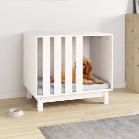 Caseta para perros madera maciza de pino blanco 70x50x62 cm de vidaXL, Casetas para perros - Ref: Foro24-822482, Precio: 100,...