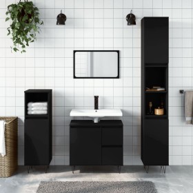 Armario de baño madera contrachapada negro 65x33x60 cm de vidaXL, Tocadores de baño - Ref: Foro24-831605, Precio: 58,82 €, De...