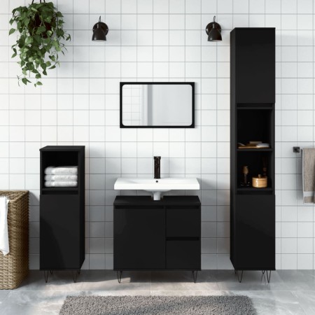 Armario de baño madera contrachapada negro 65x33x60 cm de vidaXL, Tocadores de baño - Ref: Foro24-831605, Precio: 57,39 €, De...