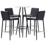 High table and bar stools set 5 pieces black synthetic leather by vidaXL, Furniture sets for kitchens and dining rooms - Ref:...