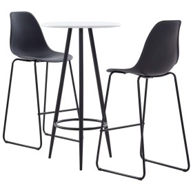 High table and stools set 3 pieces black plastic by vidaXL, Furniture sets for kitchens and dining rooms - Ref: Foro24-279760...