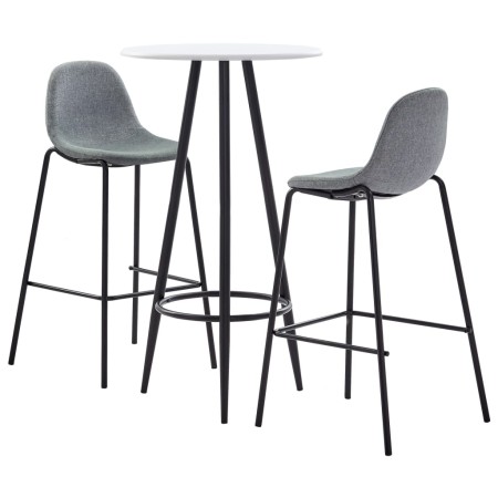 High table and stools set 3 pieces light gray fabric by vidaXL, Furniture sets for kitchens and dining rooms - Ref: Foro24-27...