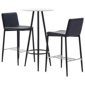 High table and bar stools set 3 pieces black synthetic leather by vidaXL, Furniture sets for kitchens and dining rooms - Ref:...