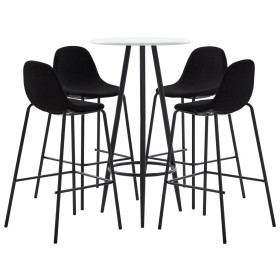 High table and stools set 5 pieces black fabric by vidaXL, Furniture sets for kitchens and dining rooms - Ref: Foro24-3051138...