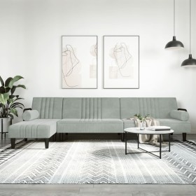 L-shaped sofa bed light gray velvet 260x140x70 cm by vidaXL, Sofas - Ref: Foro24-3157242, Price: 385,99 €, Discount: %