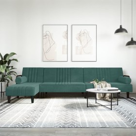 L-förmiges Schlafsofa aus dunkelgrünem Samt, 260 x 140 x 70 cm von vidaXL, Sofas - Ref: Foro24-3157244, Preis: 381,78 €, Raba...