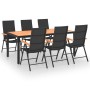 Juego de comedor para jardín 7 piezas negro y marrón de vidaXL, Conjuntos de jardín - Ref: Foro24-3060080, Precio: 720,23 €, ...