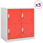 Locker cabinets 5 units of gray and red steel 90x45x92.5 cm by vidaXL, Lockers and storage cabinets - Ref: Foro24-3095229, Pr...