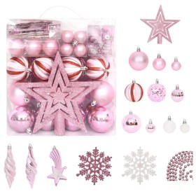 Juego de adornos de Navidad de 65 piezas rosa/rojo/blanco de vidaXL, Adornos festivos - Ref: Foro24-330087, Precio: 40,99 €, ...