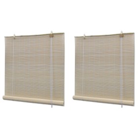 Natural bamboo roller blind 2 units 120x160 cm by vidaXL, Blinds and blinds - Ref: Foro24-278742, Price: 40,99 €, Discount: %