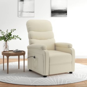 Sillón reclinable eléctrico de cuero sintético crema de vidaXL, Sillones - Ref: Foro24-3073671, Precio: 219,99 €, Descuento: %