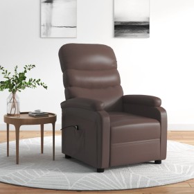 Sillón reclinable eléctrico de cuero sintético marrón de vidaXL, Sillones - Ref: Foro24-3073672, Precio: 219,99 €, Descuento: %