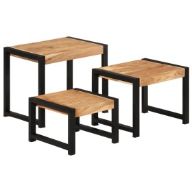 Stackable tables 3 units solid wood with sheesham finish by vidaXL, Side tables - Ref: Foro24-321552, Price: 99,14 €, Discoun...