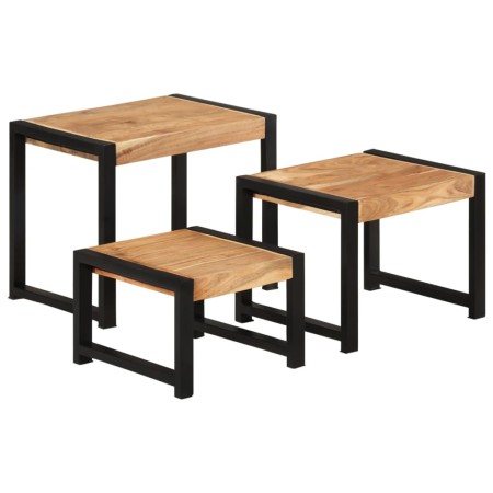 Stackable tables 3 units solid wood with sheesham finish by vidaXL, Side tables - Ref: Foro24-321552, Price: 99,28 €, Discoun...