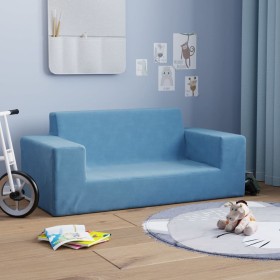 Blaues 2-Sitzer-Kindersofa aus weichem Plüsch von vidaXL, Baby- und Kleinkindmöbel - Ref: Foro24-341819, Preis: 40,99 €, Raba...