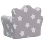 Sofá para niños felpa suave gris claro con estrellas de vidaXL, Mobiliario para bebés y niños pequeños - Ref: Foro24-341857, ...