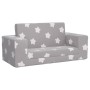 Sofá cama infantil 2 plazas felpa suave gris claro estrellas de vidaXL, Mobiliario para bebés y niños pequeños - Ref: Foro24-...