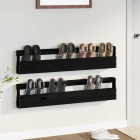 Wall shoe shelves 2 pcs black pine wood 110x9x23cm by vidaXL, Shoe racks and shoe organizers - Ref: Foro24-822525, Price: 64,...