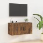 Smoked oak wall TV cabinet 80x34.5x40 cm by vidaXL, TV Furniture - Ref: Foro24-816629, Price: 53,19 €, Discount: %