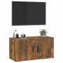 Smoked oak wall TV cabinet 80x34.5x40 cm by vidaXL, TV Furniture - Ref: Foro24-816629, Price: 53,19 €, Discount: %