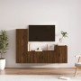 TV furniture set 4 pieces oak brown plywood