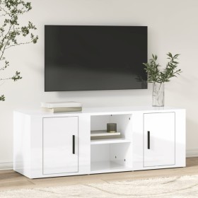 Mueble de TV madera contrachapada blanco brillo 100x31,5x35 cm de vidaXL, Muebles TV - Ref: Foro24-819430, Precio: 56,18 €, D...