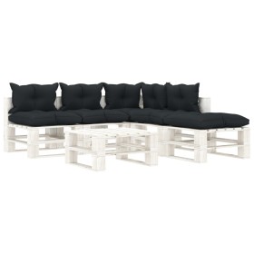 Garden pallet furniture 6 pcs wood anthracite cushions by vidaXL, Garden sets - Ref: Foro24-3052389, Price: 516,99 €, Discoun...